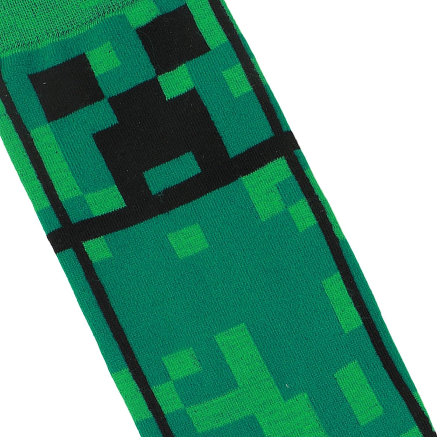 imageBioworld Minecraft Creepers Adult Green Casual Crew SocksOSFA