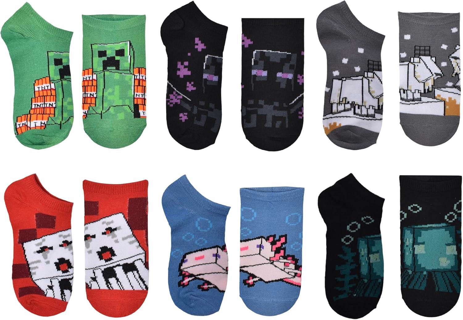 imageMinecraft Mens MultiPack SocksGreen 6pack