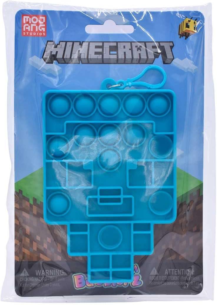imageMinecraft Mini Bubblerz Fidget Bubble Popper Backpack Hanger Creeper Cow Steve Alex