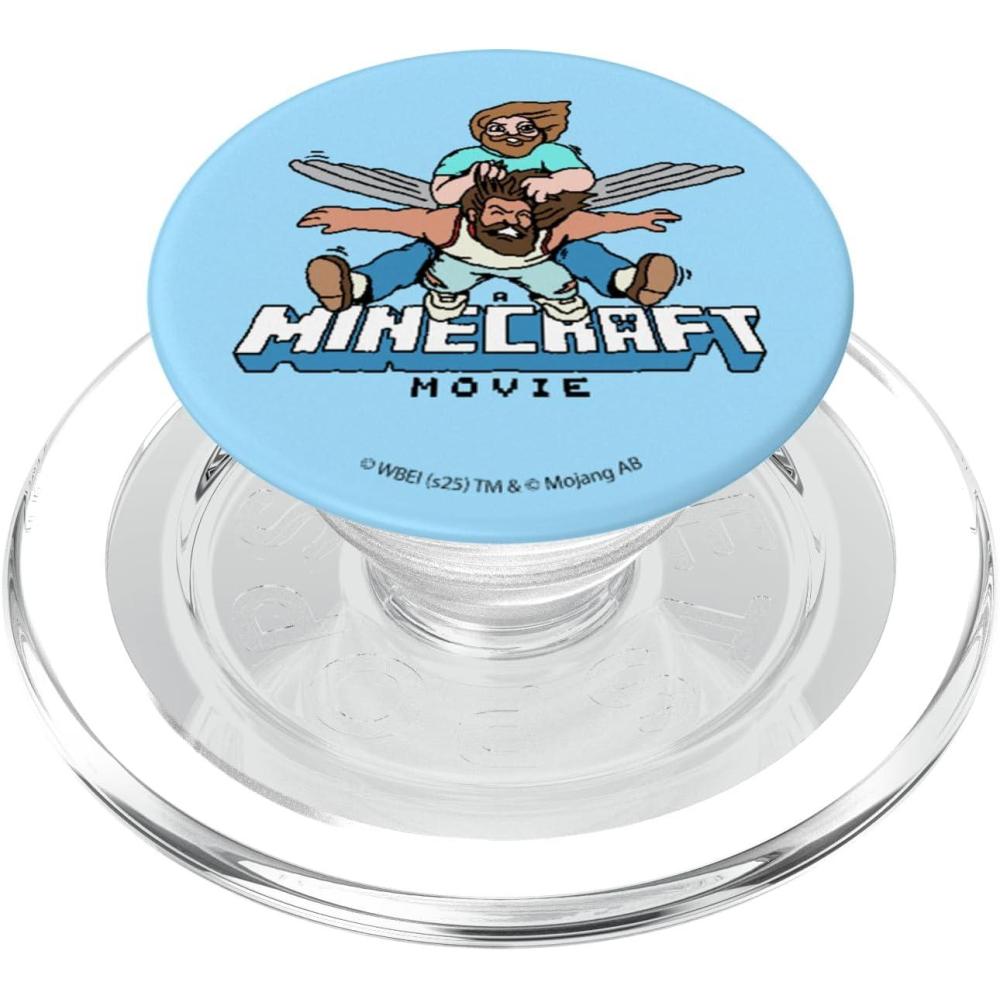 imageA Minecraft Movie Steve And Garret Flying Using Elytras PopSockets Adhesive PopGripMagnetic PopGrip