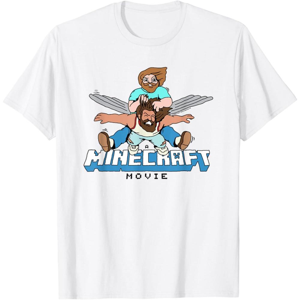 imageA Minecraft Movie Steve And Garret Flying Using Elytras TShirtWhite