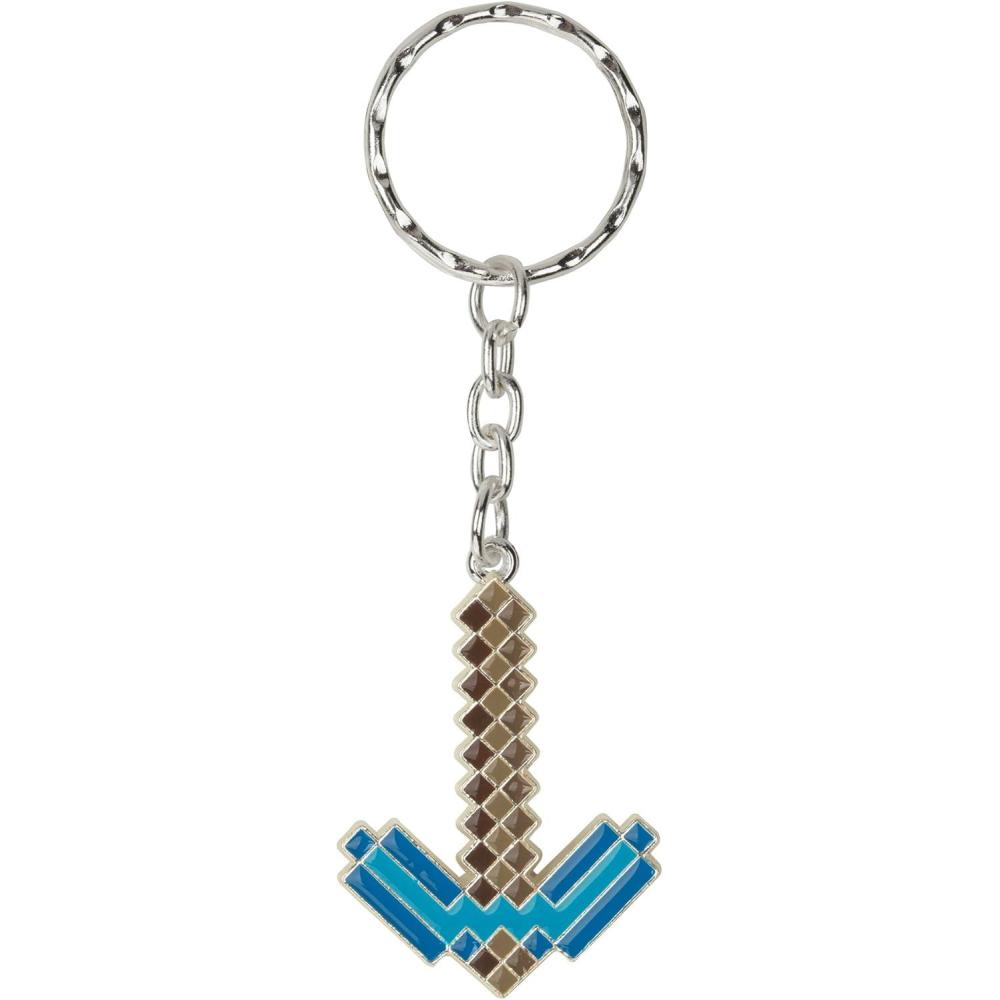 imageJINX Minecraft Diamond Pickaxe Metal Key Chain Metallic with Enamel Fill One Size