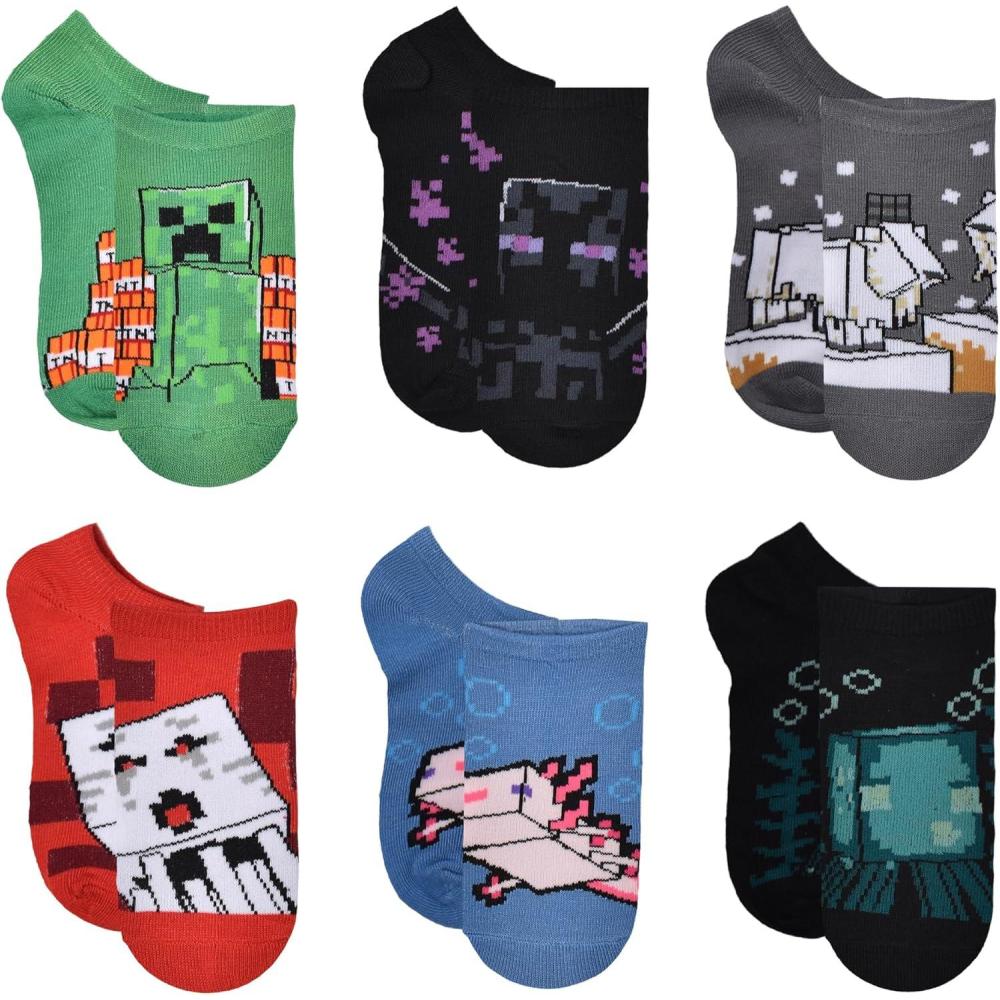 imageMinecraft Mens MultiPack SocksGreen 6pack
