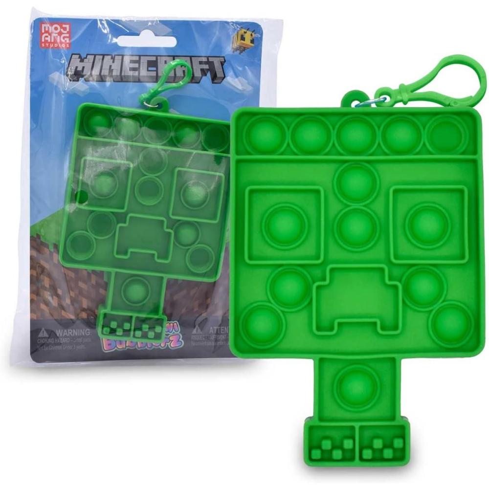 imageMinecraft Mini Bubblerz Fidget Bubble Popper Backpack Hanger Creeper Cow Steve Alex