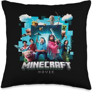 imageA Minecraft Movie Adventure Gang Main Characters Group Shot Throw Pillow16x16
