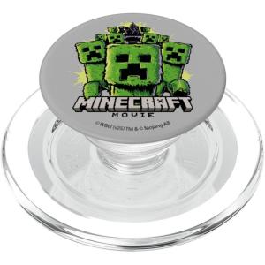 imageA Minecraft Movie Group Of Creepers Surrounding The Heroes PopSockets Adhesive PopGripMagnetic PopGrip
