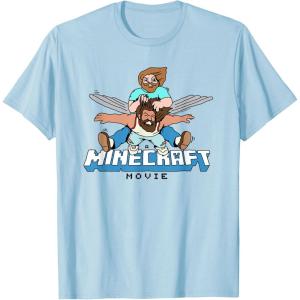 imageA Minecraft Movie Steve And Garret Flying Using Elytras TShirtBaby Blue