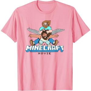 imageA Minecraft Movie Steve And Garret Flying Using Elytras TShirtPink