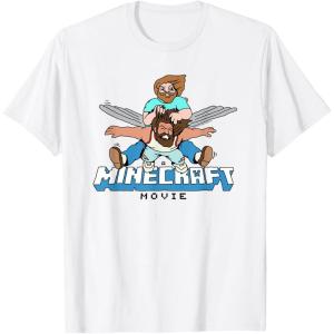 imageA Minecraft Movie Steve And Garret Flying Using Elytras TShirtWhite
