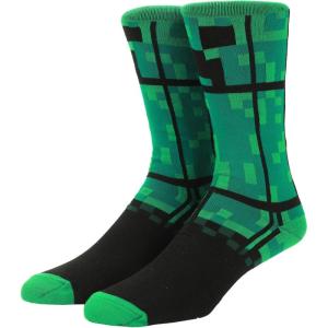 imageBioworld Minecraft Creepers Adult Green Casual Crew SocksOSFA