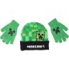 imageMinecraft Creeper Peep Kids Beanie Hat Cap and Gloves Set New Green
