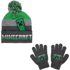 imageMinecraft Creeper Character Youth Beanie and Gloves Set Multicolored