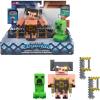 imageMattel Minecraft Legends Action Figure 2Pack Creeper vs Piglin Bruiser Set Attack ampamp React Collectible Toys 325inch Scale
