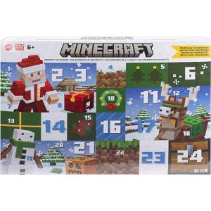 imageMattel Minecraft Advent Calendar 24 Surprises Include 3 Action Figures 17 Accessories ampamp 4 Stickers 3inch Scale ampamp Pixelated Design Holiday Gift