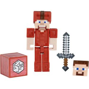 imageMattel Minecraft Earth 325quot Steve in Red Leather Figure