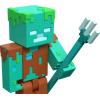 imageMinecraft Drowned Zombie 325quot scale Video Game Authentic Action Figure with Accessory and Craftablock