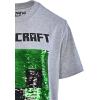 imageMinecraft Boys Video Game TShirt  Black and Green Creeper Face  Official ShirtHeather Grey Sequins