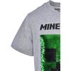 imageMinecraft Boys Video Game TShirt  Black and Green Creeper Face  Official ShirtHeather Grey Sequins