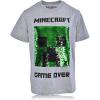 imageMinecraft Boys Video Game TShirt  Black and Green Creeper Face  Official ShirtHeather Grey Sequins