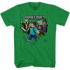 imageMinecraft Boys Video Game TShirt  Black and Green Creeper Face  Official ShirtKelly Green