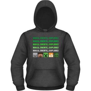 imageMinecraft Boys Video Game Hoodie  Black and Green Creeper Face  Official Costume Hoodie SweatshirtCharcoal Build