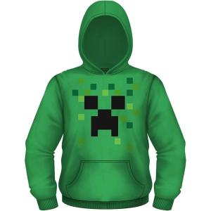 imageMinecraft Boys Video Game Hoodie  Black and Green Creeper Face  Official Costume Hoodie SweatshirtGreen Creeper