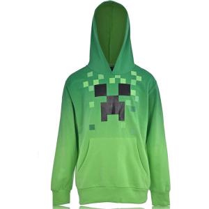 imageMinecraft Boys Video Game Hoodie  Black and Green Creeper Face  Official Costume Hoodie SweatshirtGreen Squares