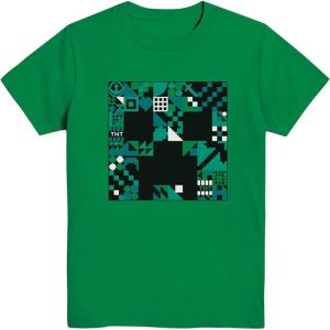 imageMinecraft Boys Video Game TShirt  Black and Green Creeper Face  Official ShirtGreen Zigzag