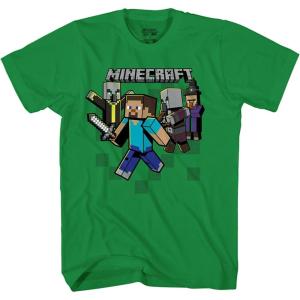 imageMinecraft Boys Video Game TShirt  Black and Green Creeper Face  Official ShirtKelly Green