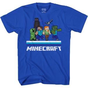 imageMinecraft Boys Video Game TShirt  Black and Green Creeper Face  Official ShirtRoyal Line Up