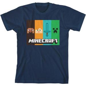 imageMinecraft Character Panels Boys Navy Blue TShirtBlue
