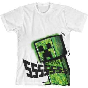 imageMinecraft Creeper Ssssssss Youth Boys White TShirtXL