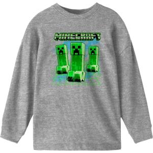 imageMinecraft Creeper Trip Boys Athletic Heather Long Sleeve ShirtGrey