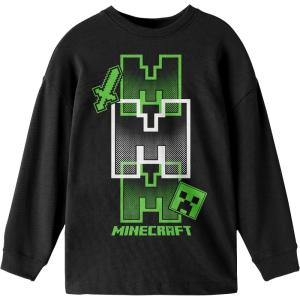 imageMinecraft Icon Repeated Boys Black Long Sleeve ShirtBlack
