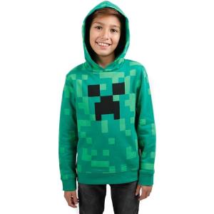 imageMinecraft Video Game Creeper Face Youth Boys Green Graphic Print HoodieMulticolored