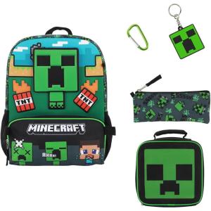 imageBIOWORLD Unisex Kids Minecraft Backpack Set Little Big Green OneSizeGreen