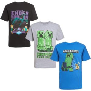 imageMinecraft Boys Short Sleeve Regular FitBlack Blue Grey