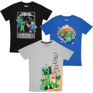 imageMinecraft Boys Short Sleeve Regular FitBlackGray HeatherBlue