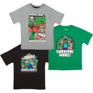 imageMinecraft Boys Short Sleeve Regular FitGreenGreyBlack