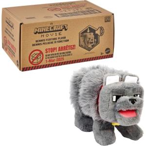 imageMattel Minecraft Interactive Plush Toy with Sound ampamp Moving Mouth Dennis The Wolf Stuffed Animal Inspired by A Minecraft Movie