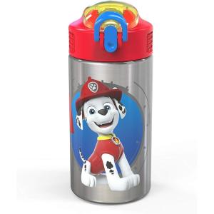 imageZak Designs Minecraft 188 Single Wall Stainless Steel Kids Water Bottle with Flipup Straw Spout and Locking Spout Cover Durable Cup Stays Clean for Sports or Travel 155oz NonBPAPaw Patrol Marshall
