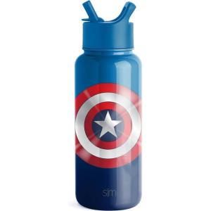 imageSimple Modern Summit Water Bottle with Straw Lid  Minecraft 30oz Leak Proof Stainless Steel Insulated Cup  Gifts for Men  Minecraft CreeperMarvel Captain America Shield