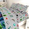imageJay Franco Kids Sheet Set with Fitted Flat Sheets ampamp Pillow Cover  UltraSoft Bedding with Pillowcase for Room Decor Multi  Minecraft 4 Piece FullGray  Minecraft