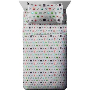 imageJay Franco Kids Sheet Set with Fitted Flat Sheets ampamp Pillow Cover  UltraSoft Bedding with Pillowcase for Room Decor Multi  Minecraft 4 Piece FullGray