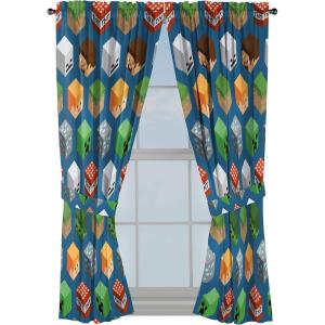 imageJay Franco Minecraft Isometric Blue 84quot Inch Drapes 4 Piece Set  Beautiful Room Dcor ampamp Easy Set Up Bedding Features Creeper  Window Curtains Include 2 Panels ampamp 2 TiebacksBlue  Minecraft