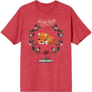 imageMinecraft Sleeping Fox Ladies Red Heather TShirtRed