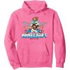 imageA Minecraft Movie Steve And Garret Flying Using Elytras Pullover HoodieBright Pink