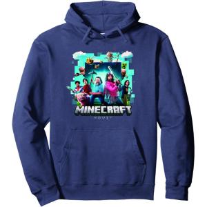 imageA Minecraft Movie Adventure Gang Main Characters Group Shot Pullover HoodieNavy Blue