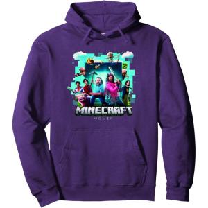 imageA Minecraft Movie Adventure Gang Main Characters Group Shot Pullover HoodiePurple