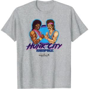 imageA Minecraft Movie Hunk City Rampage Powerful 90s Logo TShirtHeather Grey